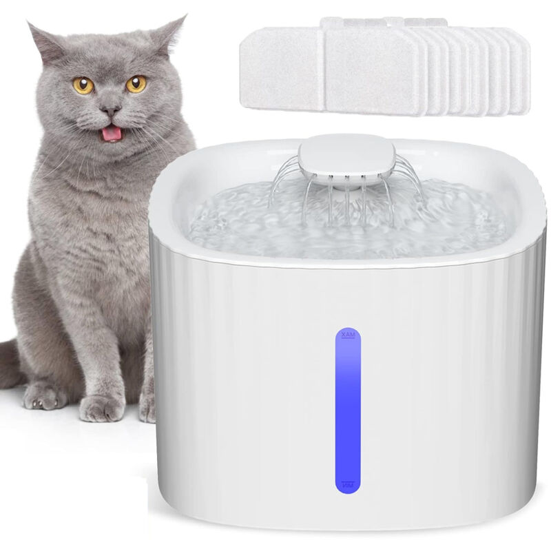 Spezieller 3-Liter-Trinkbrunnen für Katzen und Hunde, geräuschloser Katzenbrunnen mit LED-Wasserstandsanzeige und 6 Aktivkohlefiltern