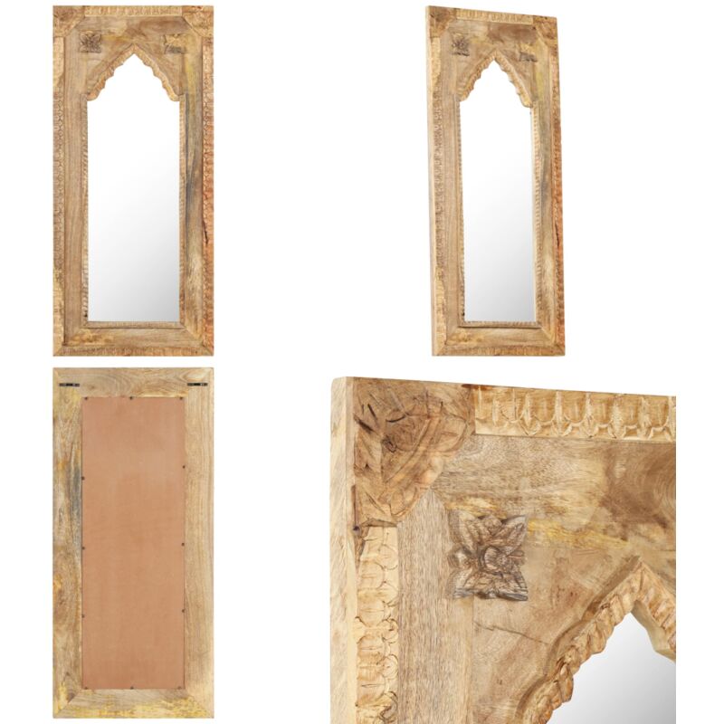 Spiegel 50x3x110 cm Massivholz Mango - Holz Spiegel - Wandspiegel - Mangoholz Spiegel - Wohnzimmerspiegel - Badspiegel - Home & Living