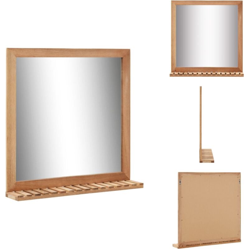 Badezimmerspiegel 60×12×62 cm Walnuss Massivholz - Badezimmer Spiegel - Wandspiegel - Holz Spiegel - Nussbaum Spiegel - Badmöbel
