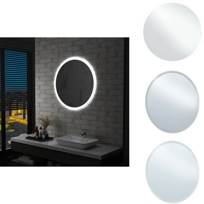 Badezimmerspiegel mit LED 80 cm - LED-Spiegel - Badezimmer Spiegel - Rund - Silberner Spiegel - Spiegelschrank