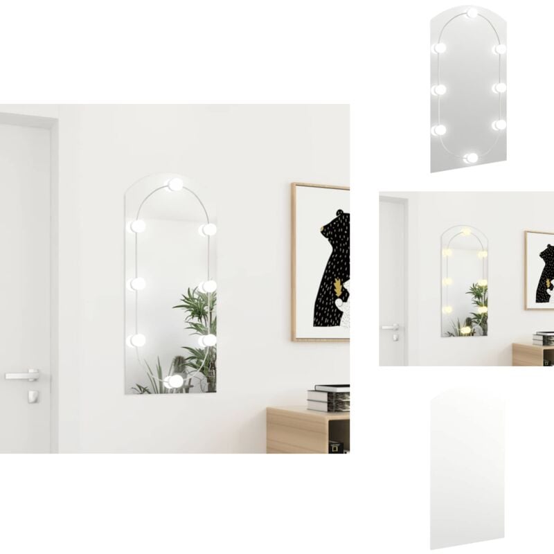 Vidaxl - Spiegel mit LED-Leuchten 90x45 cm Glas Bogenförmig - Spiegels - LED-Spiegel - Badezimmerspiegel - Kosmetikspiegel - Make-up-Spiegel