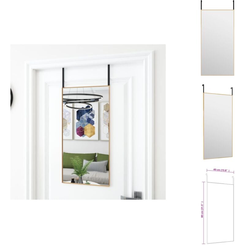Türspiegel Golden 40x80 cm Glas und Aluminium - Spiegel - Türspiegel - Wandspiegel - Goldener Spiegel - Minimalistischer Spiegel