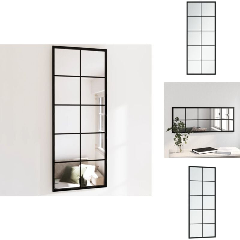 Vidaxl - Wandspiegel Schwarz 100x40 cm Metall - Wandspiegel - Schwarzer Spiegel - Großer Spiegel - Rechteckiger Spiegel - Metallspiegel