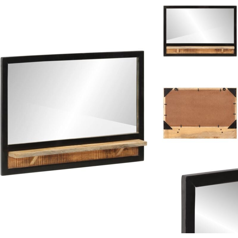 Vidaxl - Spiegel mit Ablage 80x8x55 cm Glas und Massivholz Mango - Badezimmerspiegel - Spiegel Mit Ablage - Badezimmermöbel - Mangoholz Spiegel