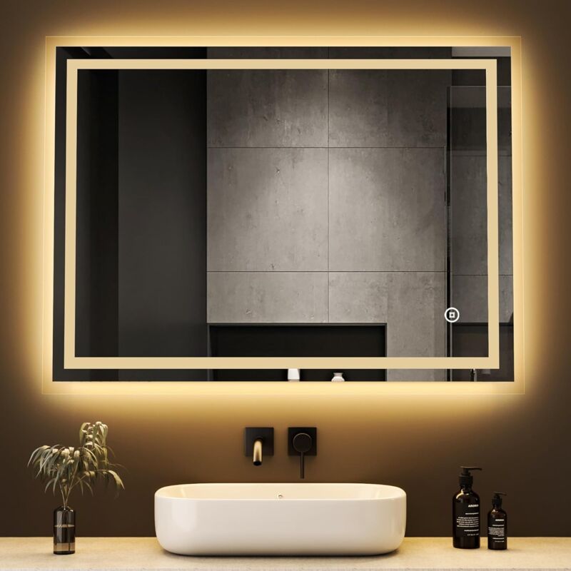 Boromal - Spiegel mit Beleuchtung 40x60cm Badezimmerspiegel mit Beleuchtung led Badspiegel mit Beleuchtung Vertikal/Horizontal Wandspiegel mit