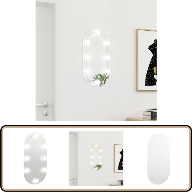 Vidaxl - Spiegel mit LED-Leuchten 60x30 cm Glas Oval - Spiegels - LED-Spiegel - Badezimmerspiegel - Kosmetikspiegel - Make-up-Spiegel