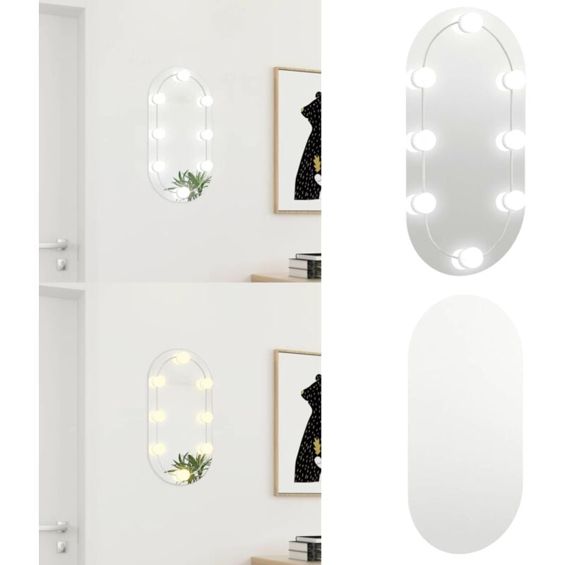 Vidaxl - Spiegel mit LED-Leuchten 60x30 cm Glas Oval - Spiegels - LED-Spiegel - Badezimmerspiegel - Kosmetikspiegel - Make-up-Spiegel - Home & Living