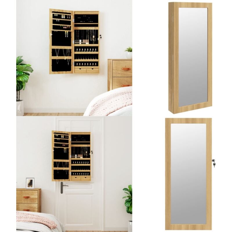 Spiegel-Schmuckschrank mit LED-Beleuchtung Wandmontage - Spiegel-Schmuckschrank - Schmuckaufbewahrung - LED Beleuchtung - Badezimmerorganisator