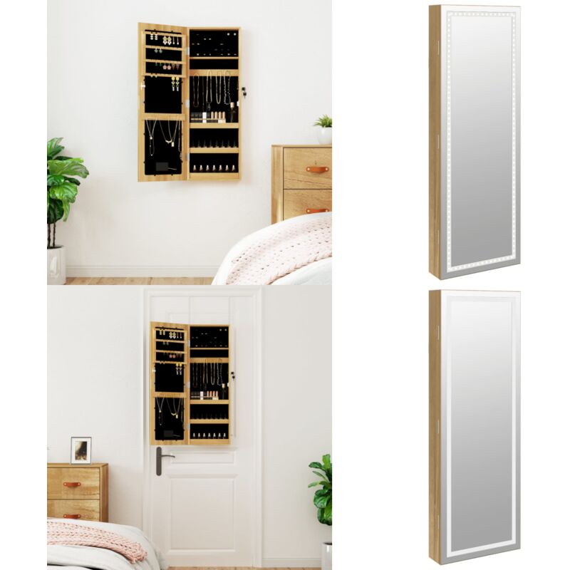 Spiegel-Schmuckschrank mit LED-Beleuchtung Wandmontage - Spiegel-Schmuckschrank - Schmuckaufbewahrung - LED-Beleuchtung - Kosmetikspiegel