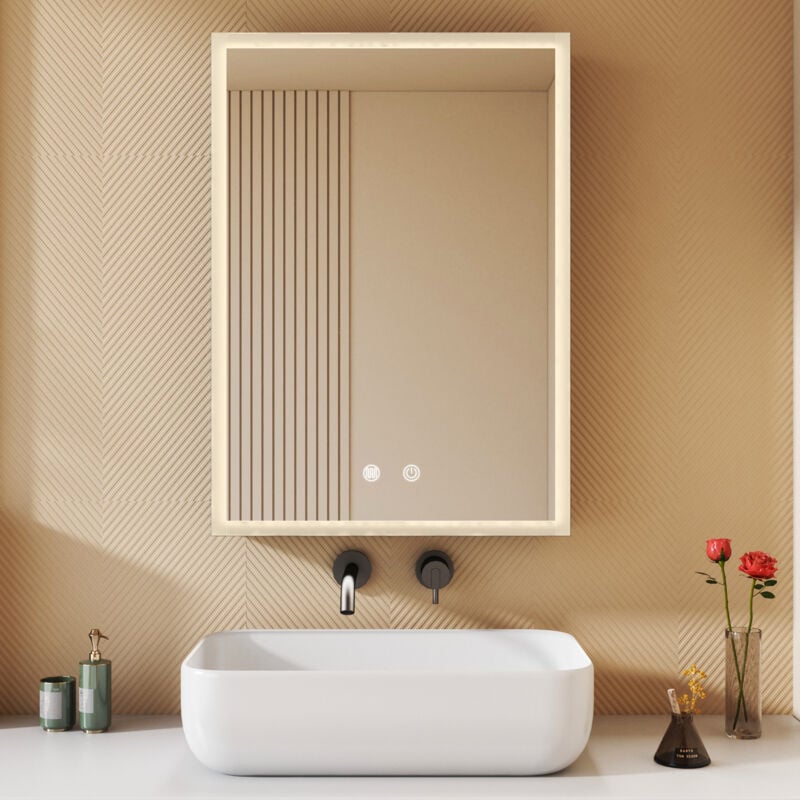 Boromal - Spiegelschrank Bad mit Beleuchtung Badezimmer Spiegelschrank mit Beleuchtung Metall led Badezimmerschrank mit Dimmbar + Beschlagfrei +