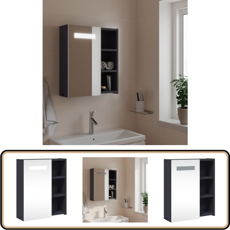 Spiegelschrank mit LED-Beleuchtung Grau 45x13x52 cm - Spiegelschrank - LED-Spiegelschrank - Badezimmerspiegel - Kosmetikspiegel - Badmöbel