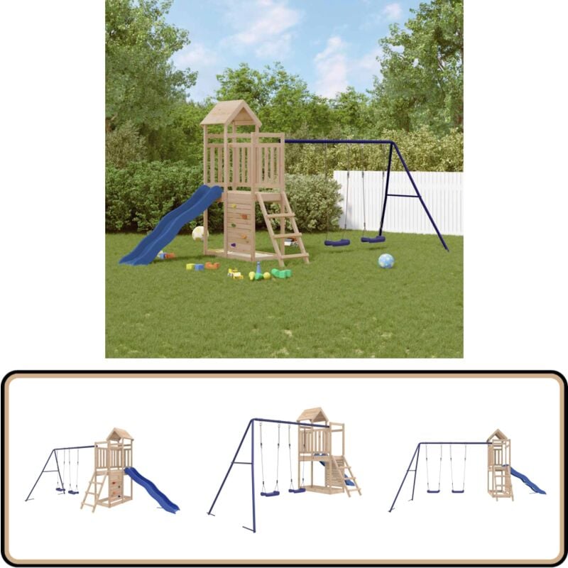 Spielturm Massivholz Kiefer - Holzspielplatz - Spielturm - Kiefernholzspeilplatz - Gartenspielplatz - Kindgerechtes Spielgerät