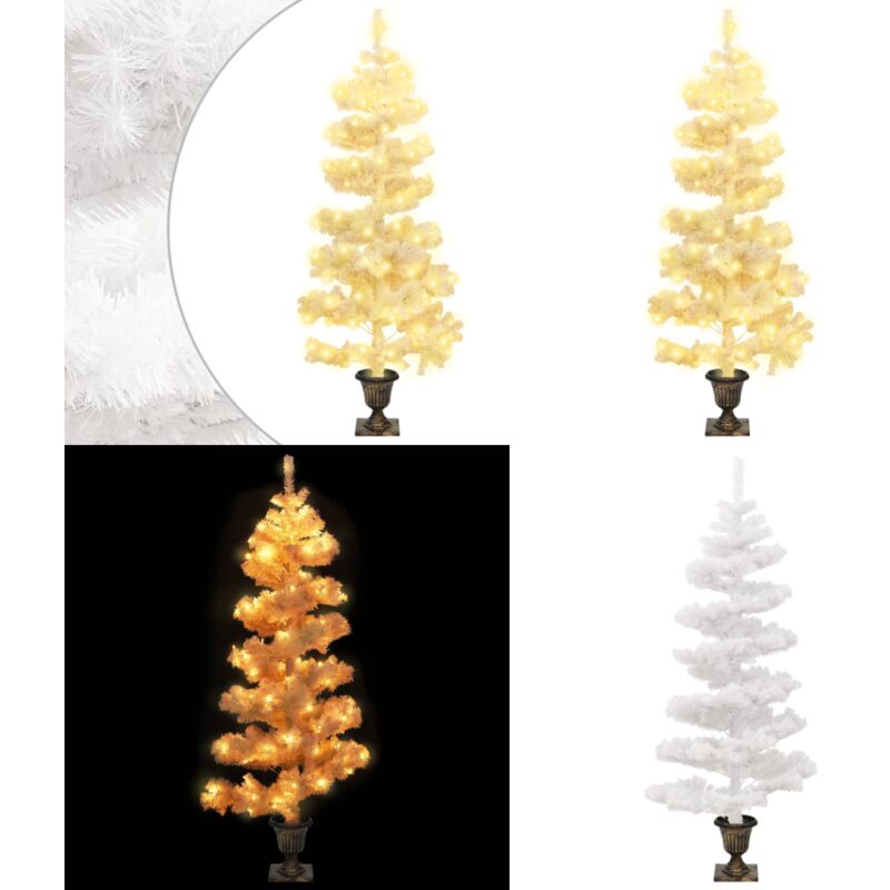 Spiral-Weihnachtsbaum mit Beleuchtung und Topf Weiß 120 cm - LED-Weihnachtsbaum - Weihnachtsbaum mit Beleuchtung