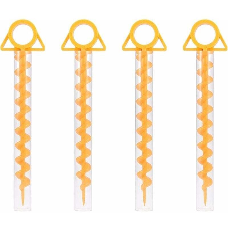 Spiral-Zeltheringe, langlebige Spiral-Zeltheringe, Kunststoff-Zeltheringe, 30 cm Zeltheringe für Zelte, Trampoline, Haustiere, mit Rohr, 4 Stück