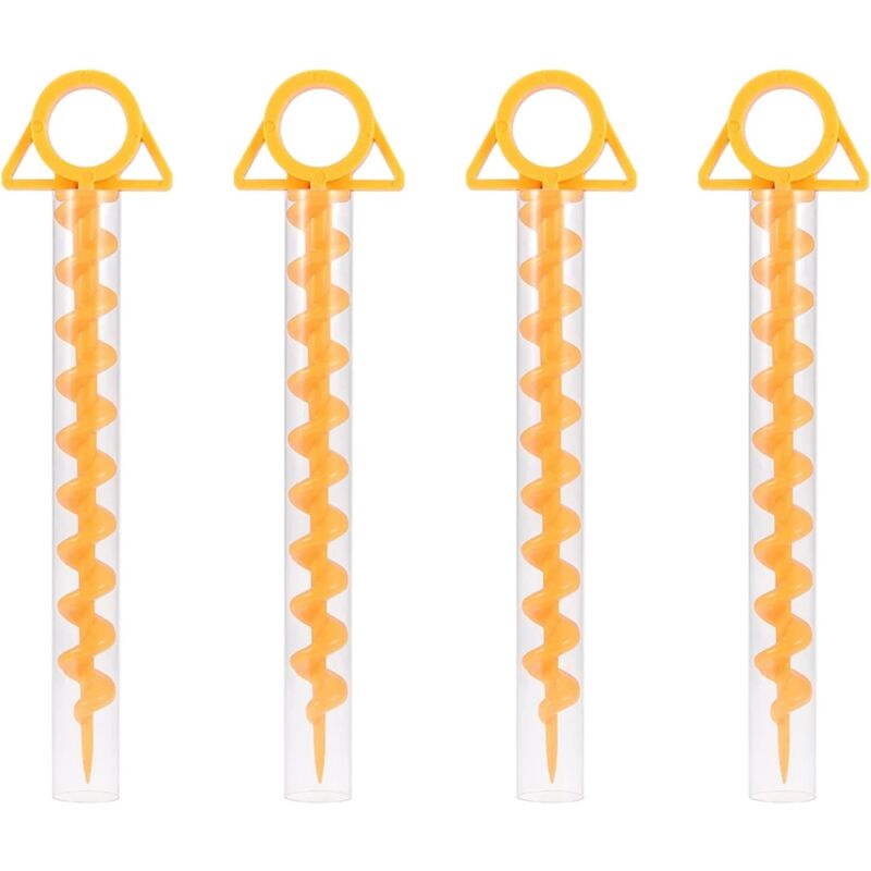 Memkey - Spiral-Zelthering, Sardinen-Zelthering, robuster Spiral-Zelthering aus Kunststoff, 30 cm, für Zelte, Trampoline, Haustiere, mit Rohr, 4 Stück