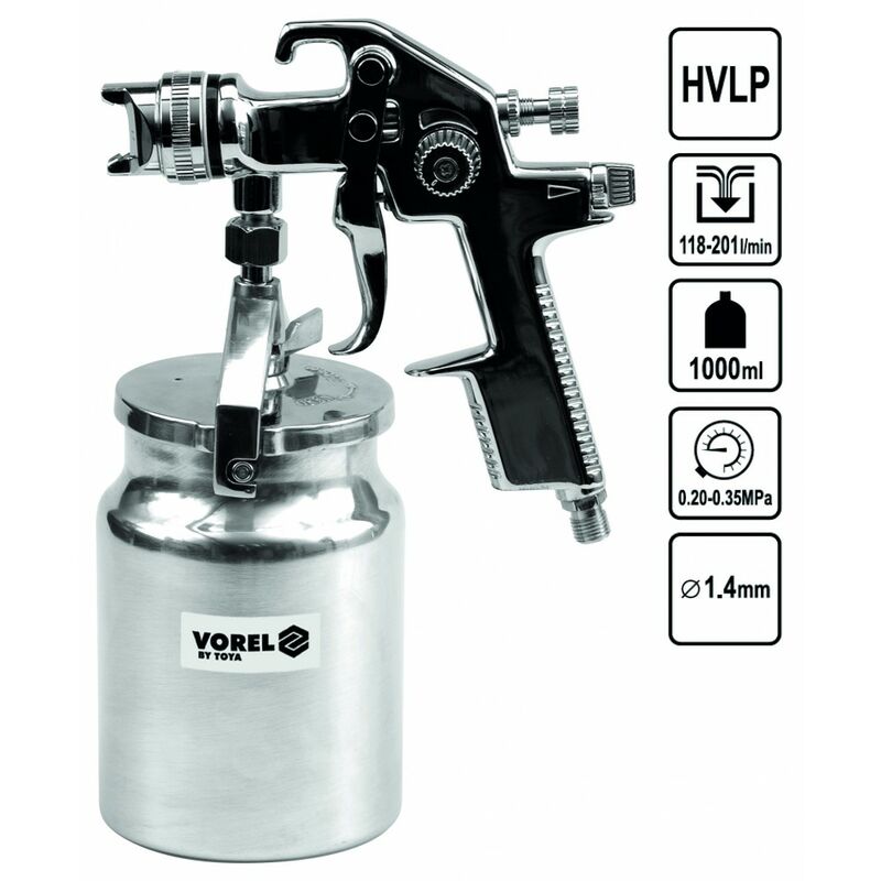 Spritzpistole hvlp Farb-Lackierpistole Druckluft Behälter 1000 ml 1,4 mm