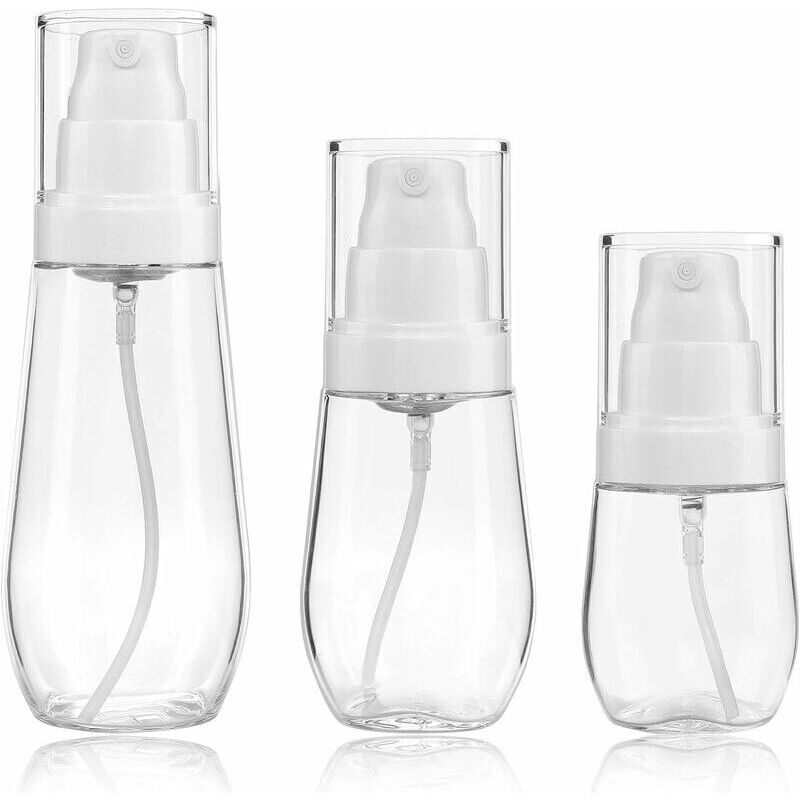 Sprühflasche, leere, wiederverwendbare, durchsichtige Reisesprühflasche aus Kunststoff für Hautpflegelotion/Make-up-Spray/Parfüm/Kosmetik (30 ml/60
