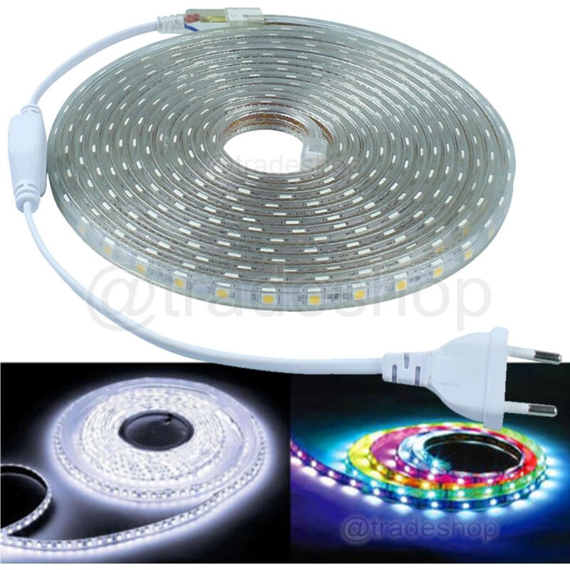 Trade Shop - BOBINA STRISCIA STRIP LED 5050 FLESSIBIBLE PROFILO SILICONE 5M 10M EXTERNAL LIGHT - -10 m -