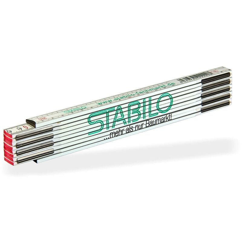 Stabilo - Meterstab Zollstock Metermaß Gliedermaßstab 2 m 200 cm Logo weiß grün
