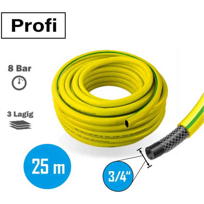 Stabilo-sanitaer - Profi Gartenschlauch 3/4 Zoll 25m gelb