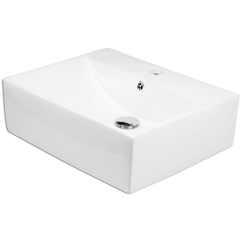 Stabilo-sanitaer - Keramik Wandhängewaschbecken rechteckig weiß Komplettset