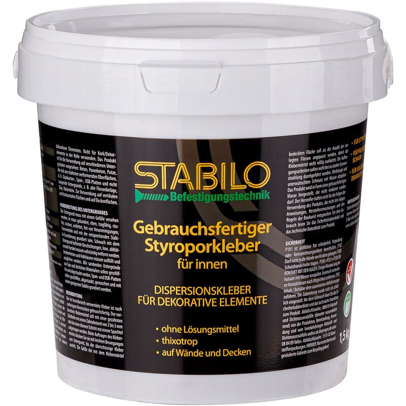 Stabilo Befestigungstechnik - Stabilo Styroporkleber RM13 1,5kg Dispersionkleber, Montagekleber, Korkkleber