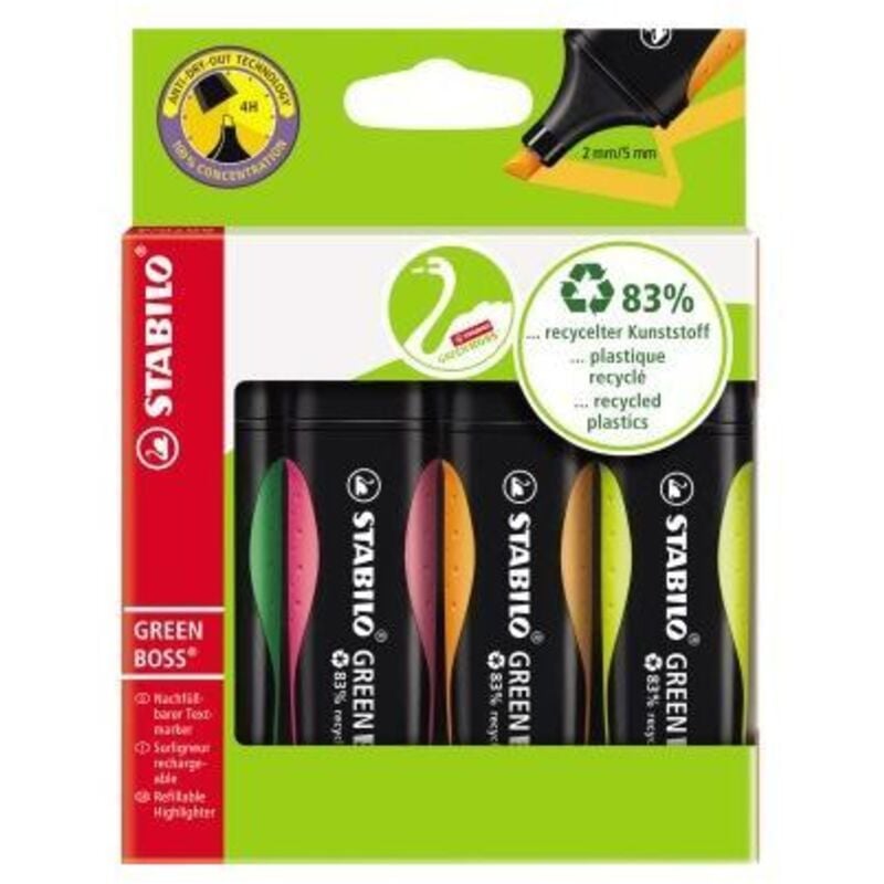 Stabilo - Textmarker green boss 6070/4 2-5mm sortiert 4 St./Pack.