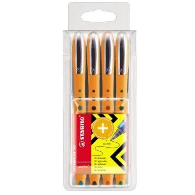 Stabilo - Tintenroller Bionic Worker fine 2016/4 0,4mm sort. 4 St./Pack.