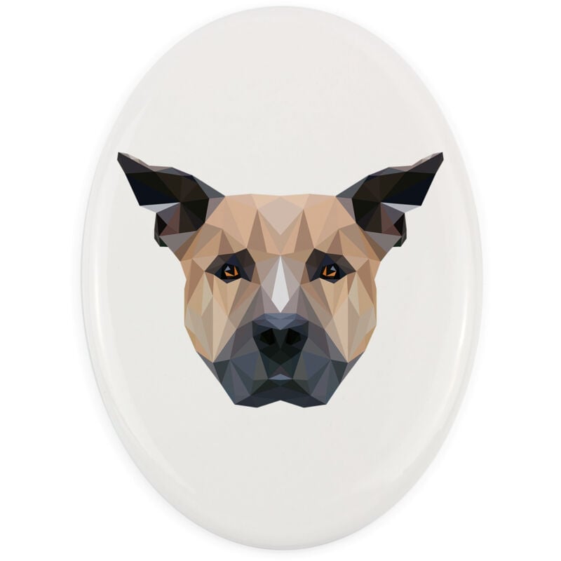 Staffordshire Bull Terrier, Staffik, Staffi - ein Teller mit Foto und geometrischer Aufschrift von Art-Dog