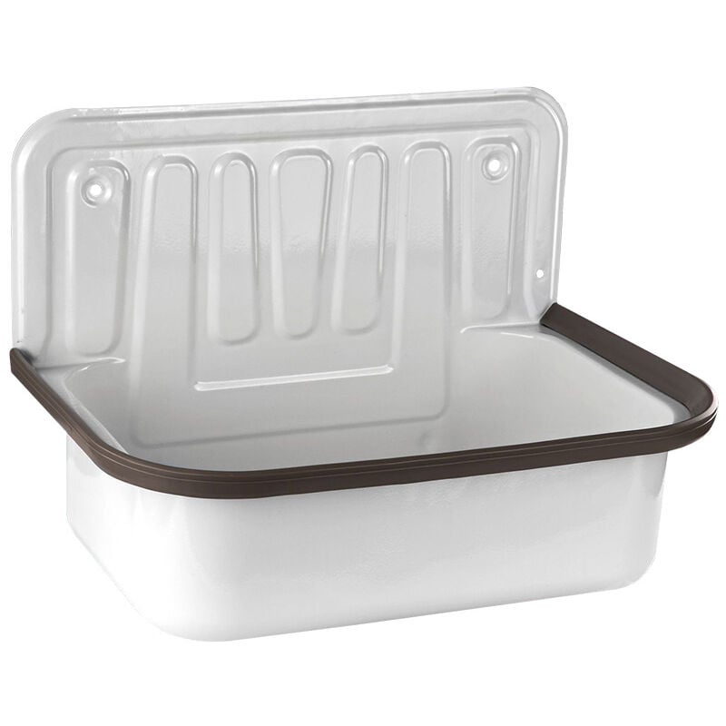 Stabilo-sanitaer - Ausgussbecken Stahl weiß emailliert 495x370x340 inkl. Stopfenventil