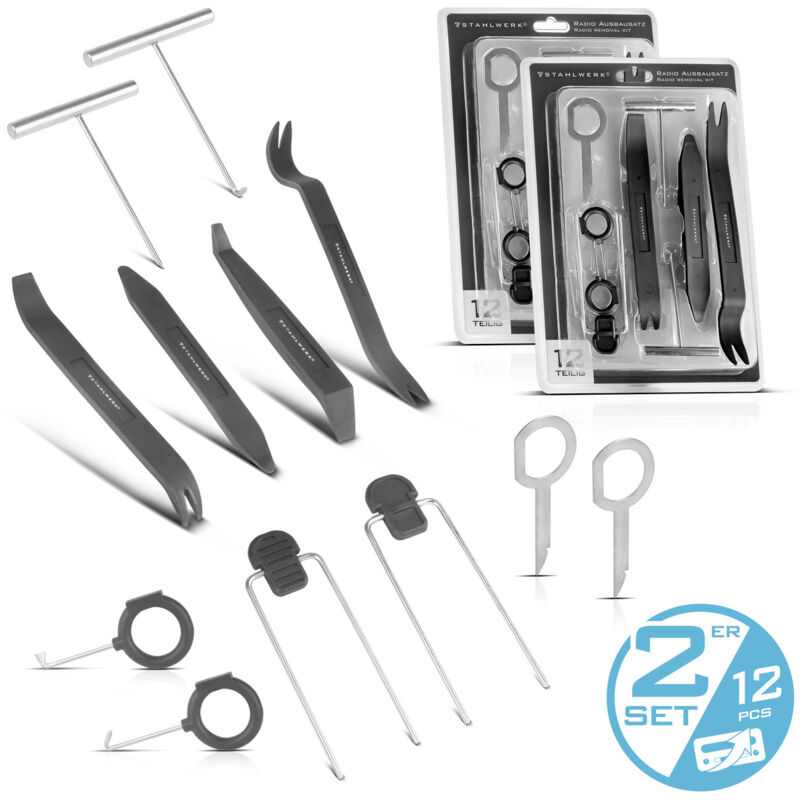 Stahlwerk - 2 x Kfz Radio Ausbauset 12-teilig Ausbauwerkzeug Demontage Werkzeug