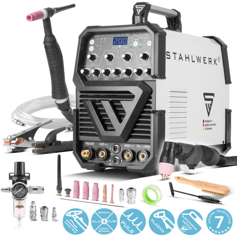 Schweißgerät ac/dc wig 200 Puls mit Plasma st cut Funktion 200 a - Stahlwerk