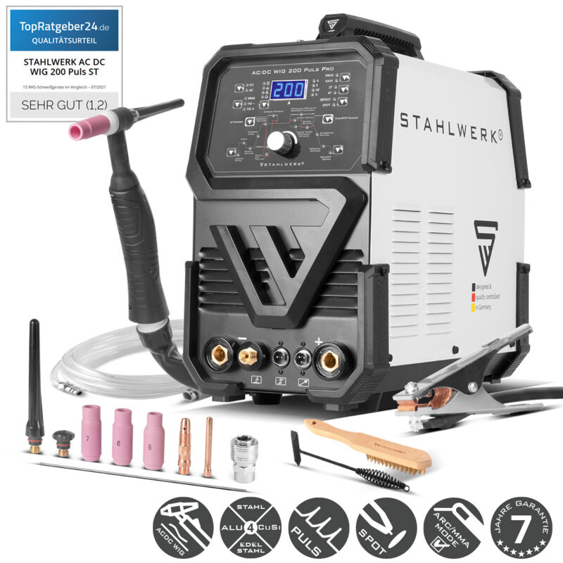 Digitales Schweißgerät ac/dc wig 200 Puls Pro igbt Inverter 200A - Stahlwerk