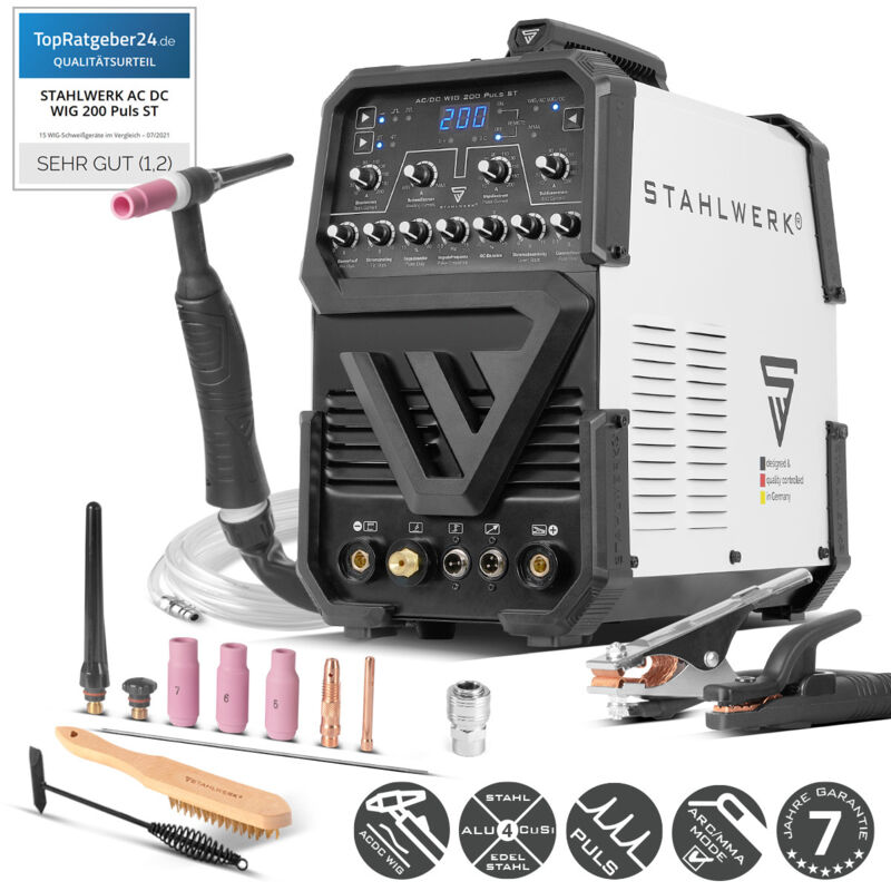 STAHLWERK Schweißgerät ACDC WIG 200 Puls ST 200 A WIG MMA Alu