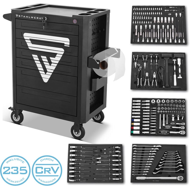 Werkstattwagen shark Werkzeugwagen Montagewagen 235 Werkzeuge CrV - Stahlwerk
