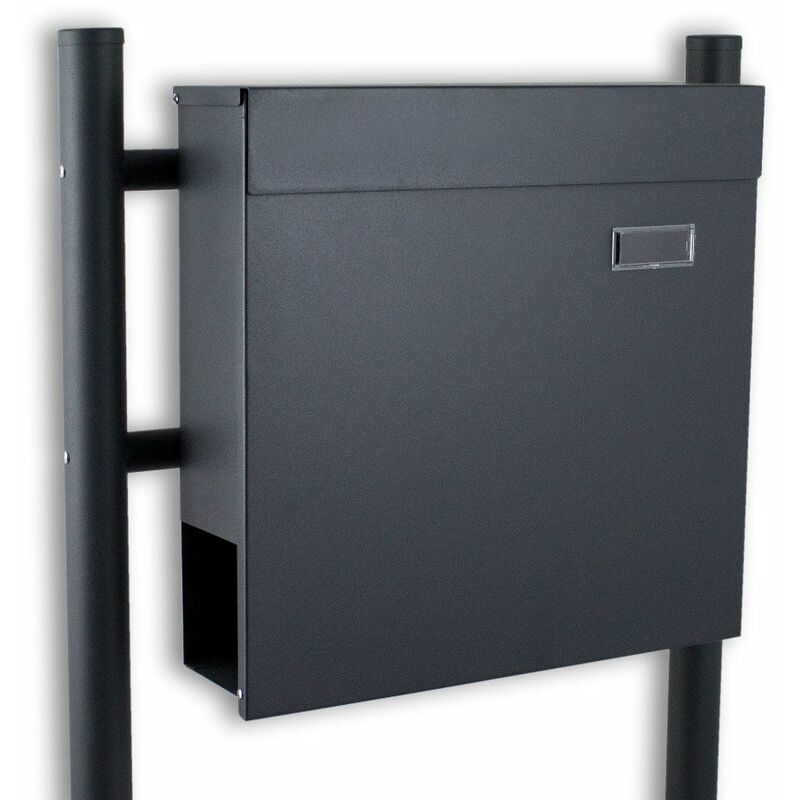 Bituxx - Standbriefkasten Briefkasten Postkasten mit integrierten Zeitungsfach Dunkelgrau