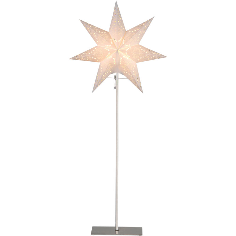 Best Season - Star Trading Stehlampe Weihnachtsstern Sensy von Star Trading, 3D Papierstern Weihnachten in Weiß mit Metall-Fuß, Dekostern Stehleuchte