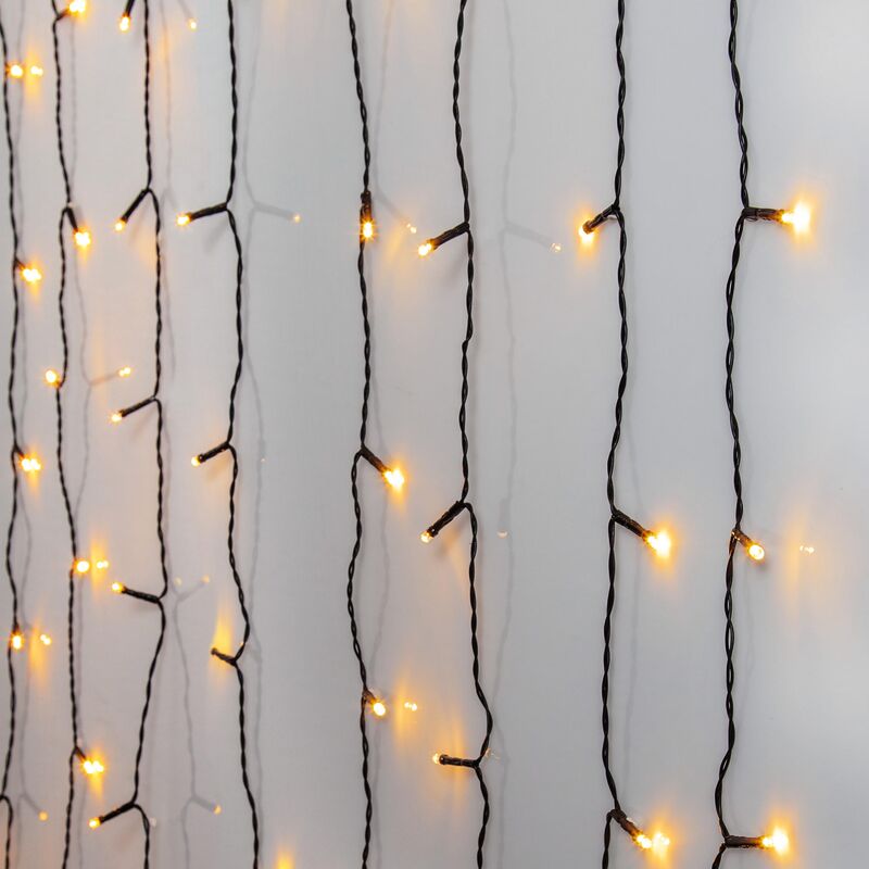Star Trading - Star LED-Lichtervorhang Golden Warm White 1,3x2 m Trading, Lichter-Kette schwarz für innen und außen, 120 LEDs extra warmweiß, IP44