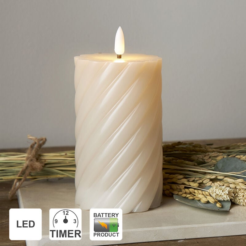 Star Trading - led Kerzen mit Timerfunktion Stumpenkerzen Beige led Kerze mit Timer led Stumpenkerzen mit Timer Gedrehte Kerzen 2er Set Deko Kerzen