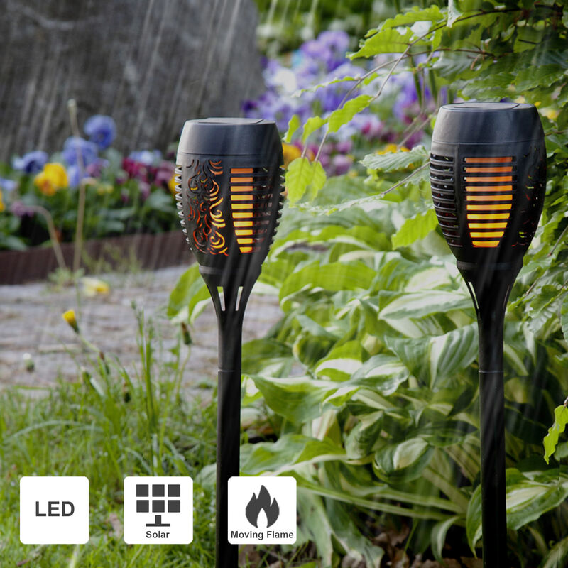 Solar Fackeln 6er Set Solar Lampe Outdoor Solar Gartenleuchte led Gartenbeleuchtung Solar Gartenleuchten Solar Gartendeko Solar für Garten Balkon Hof