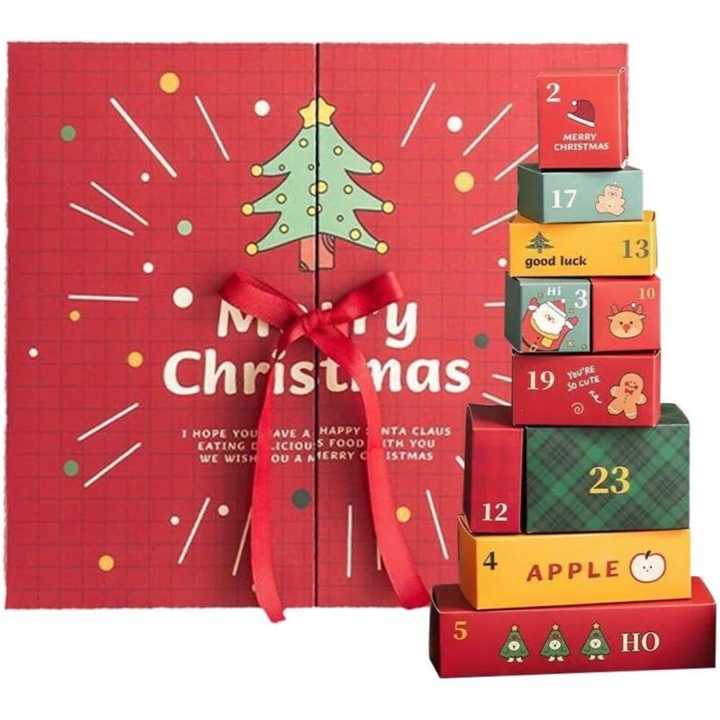 Adventskalender, Countdown bis Weihnachten, 24 Tage voller Überraschungen, Weihnachtsgeschenke, leere Schachtel für Weihnachten und Geburtstage