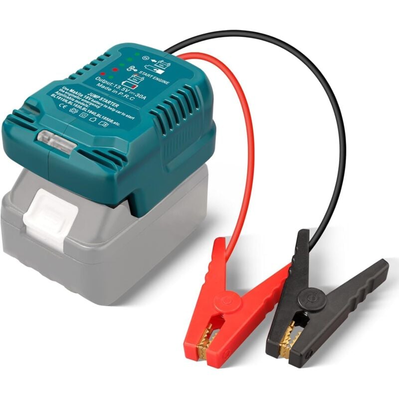 Starthilfegerät für Makita 18V Akku, Batterie-Starthilfegerät mit 12V Starthilfekabel, Tragbarer Batterieadapter, Autobatterie-Starthilfegerät für