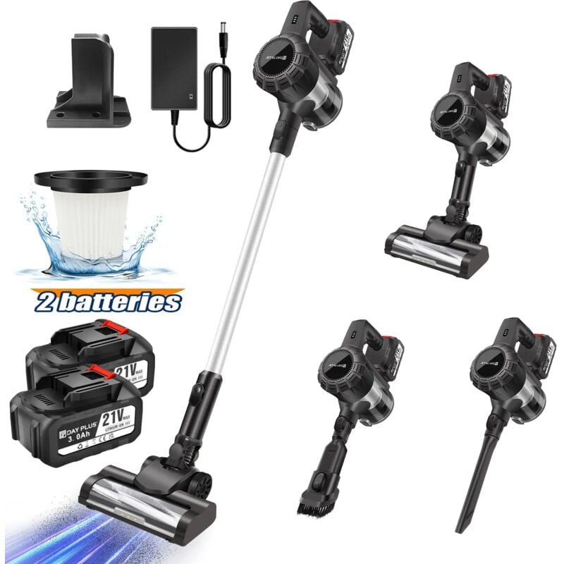 Staubsauger Lithium Akku Handstaubsauger kabellos beutellos 6in1 Wandladestation (2tlg Akku )