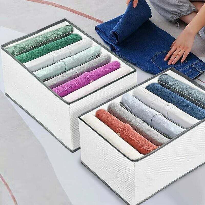 Soleil - Tigrezy 2-teilige Aufbewahrungsbox für Jeans, Hosen, Hemden, Kleidung, großer Schrank-Schubladen-Organizer mit PP-Panel, waschbar und