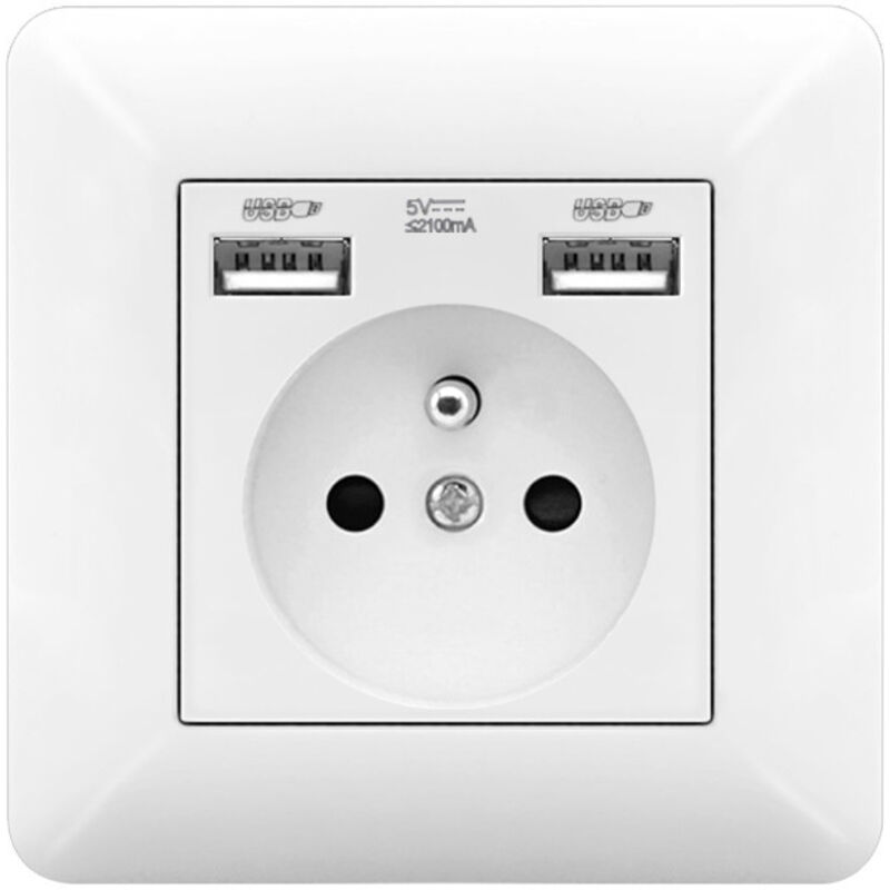 Steckdose mit USB 2 Ports und AC 110-250V – USB Steckdose Wand für Smartphone