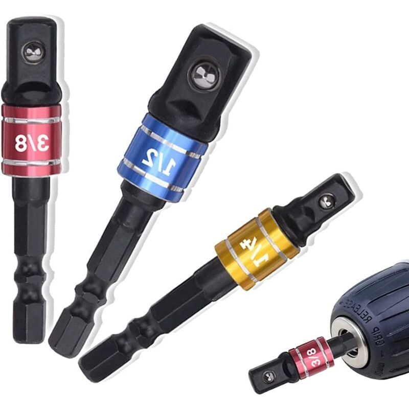 Memkey - Steckschlüssel-Halter-Adapter, 1/4 Zoll, 3/8 Zoll, 1/2 Zoll Steckschlüssel-Halter-Adapter für Schlagschrauber,