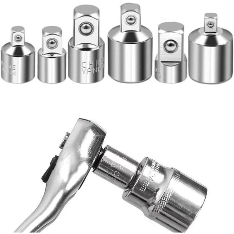 Steckschlüsseladapter, 6-teiliges Ratschenadapter-Set 1/4' auf 3/8', 3/8' auf 1/4', 3/8' auf 1/2', 1/2' auf 3/8', 1/2' auf 1/4', 1/4' auf 1/2',