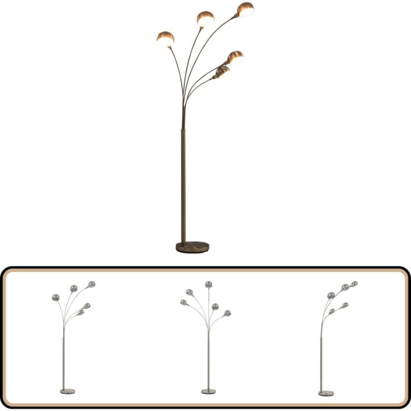 Stehlampe 200 cm 5 x E14 Silbern - Stehlampe - Bogenlampe - Moderne Beleuchtung - Wohnzimmer Dekoration - Skandinavischer Stil