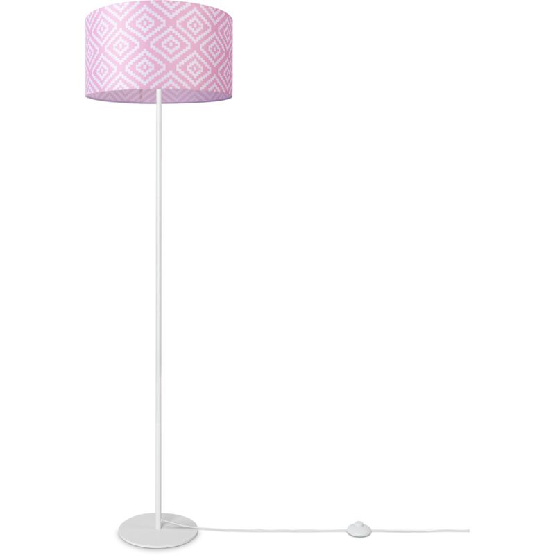 Stehlampe Wohnzimmer Modern E27 Leselampe Stehleuchte Stativ Retro Lampenschirm Design 8 (Ø38 cm), Stehleuchte Einbein - Weiß - Paco Home