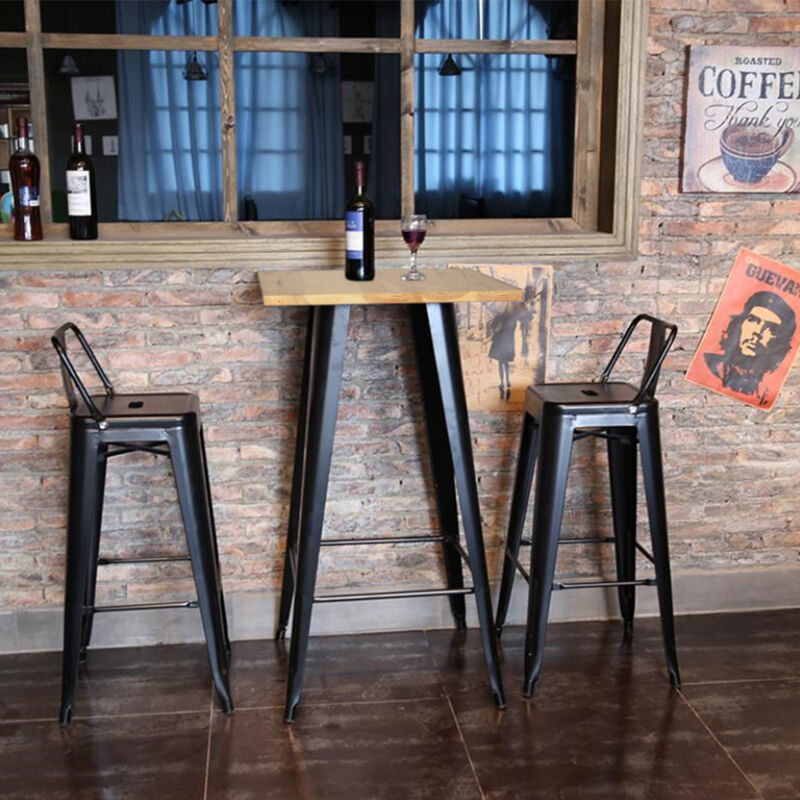Stehtisch und Bar,Industrial Style, Esstisch für Küche oder Bar,60×60×110cm,Natürliche Holzfarbe